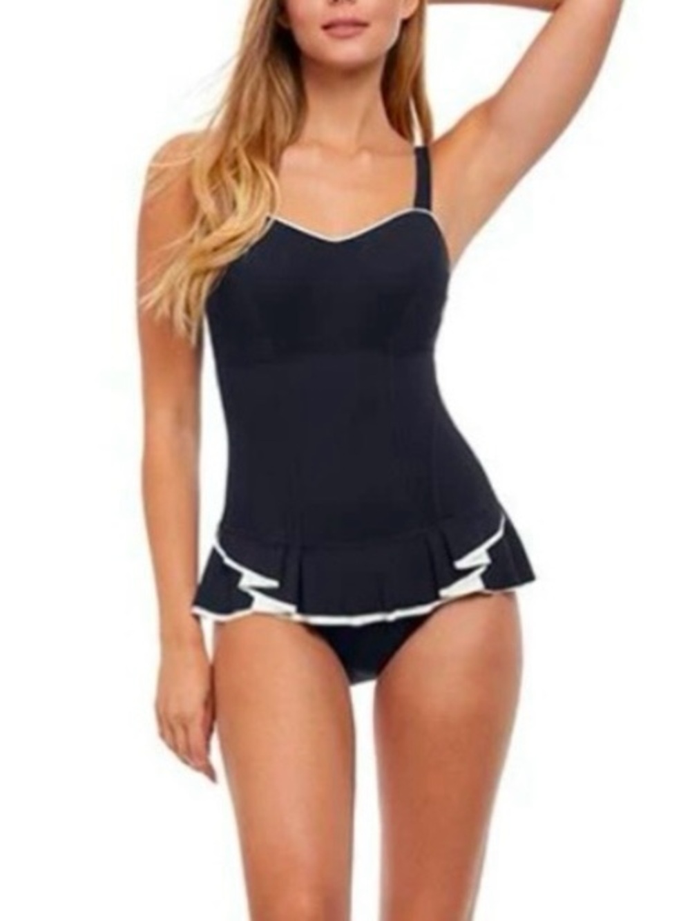 New Profile by Gottex Belle Curve Ruffled
Slimming Swimsuit Dress Black